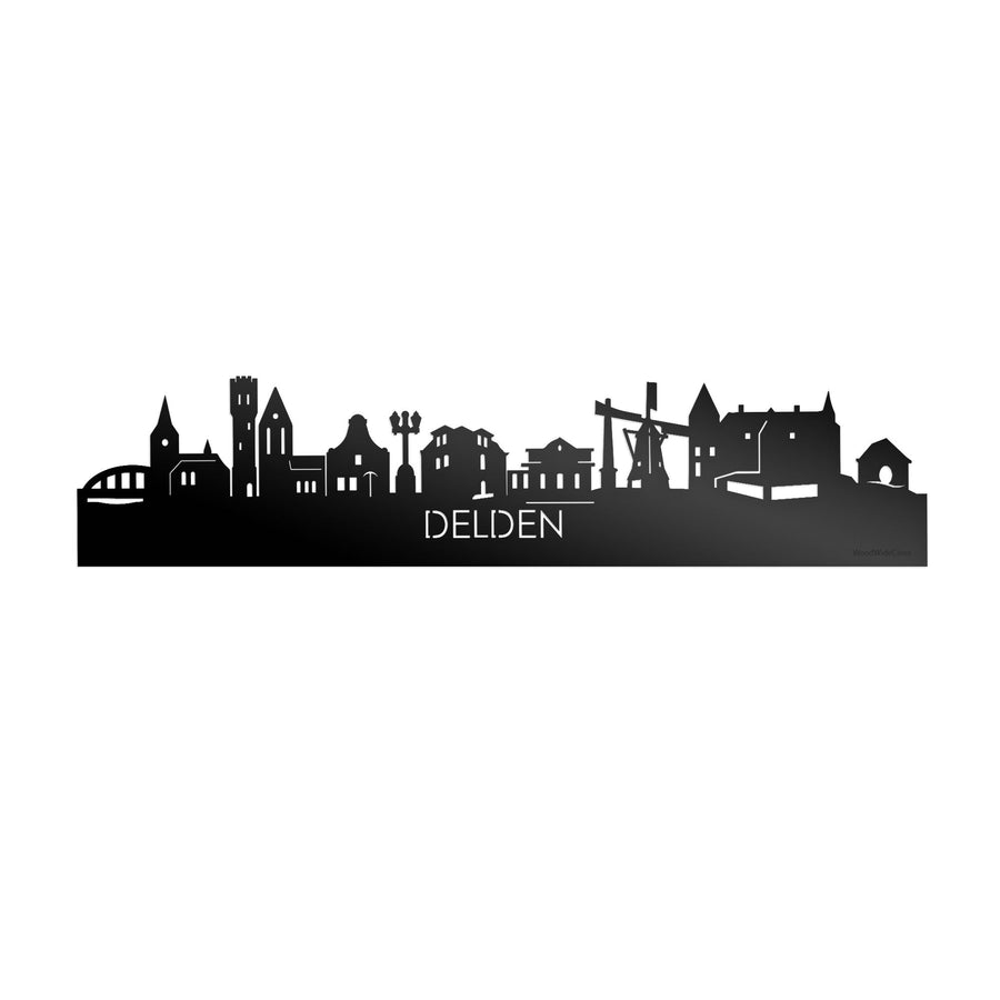Skyline Delden Zwart glanzend gerecycled kunststof cadeau decoratie relatiegeschenk van WoodWideCities