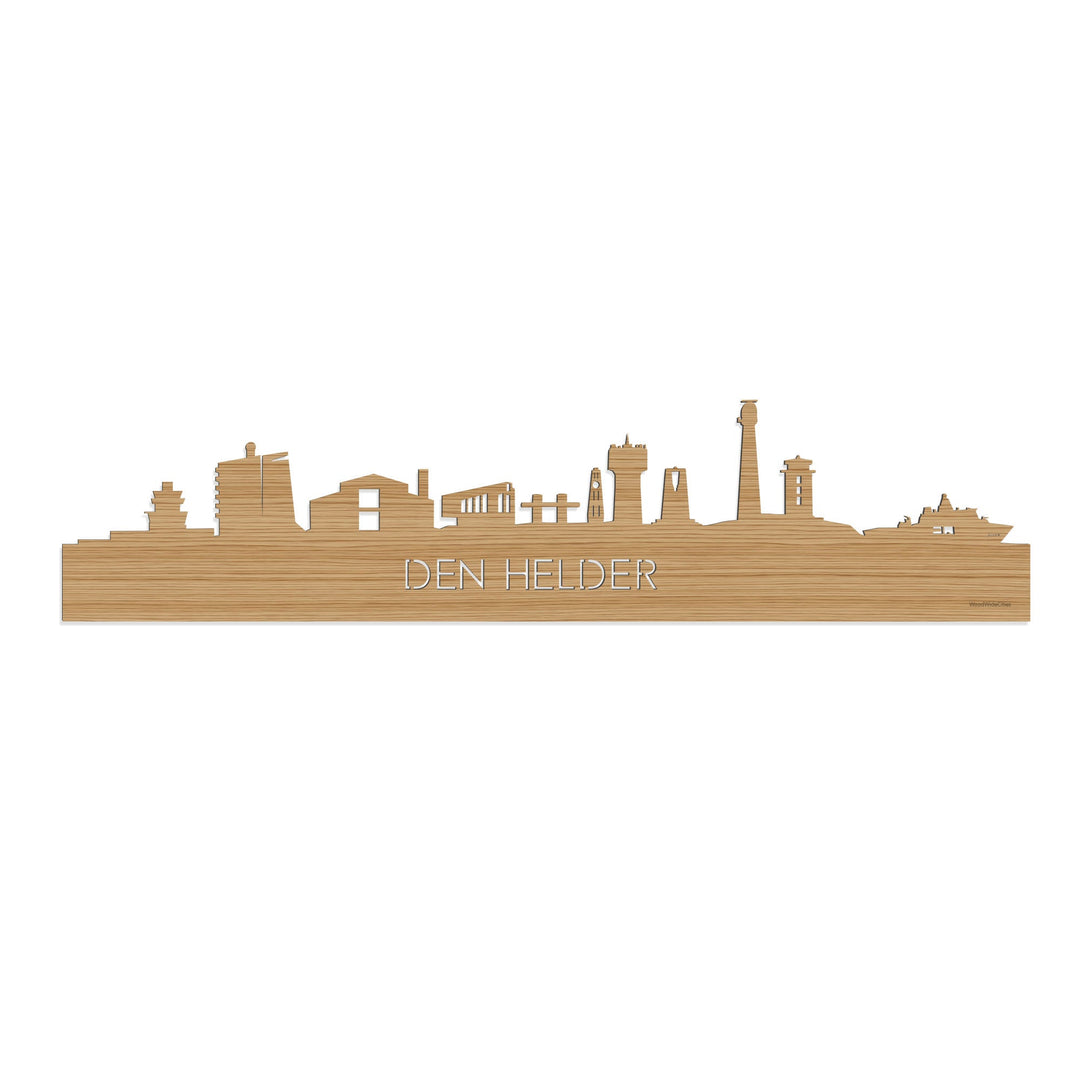 Skyline Den Helder Bamboe houten cadeau decoratie relatiegeschenk van WoodWideCities