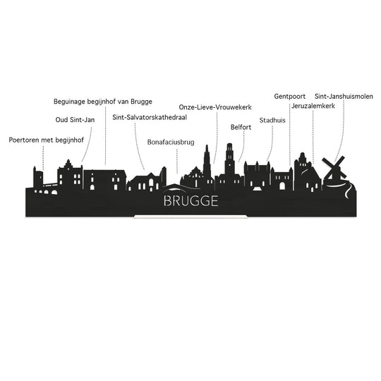 Skyline Desk Organizer Brugge houten cadeau decoratie relatiegeschenk van WoodWideCities