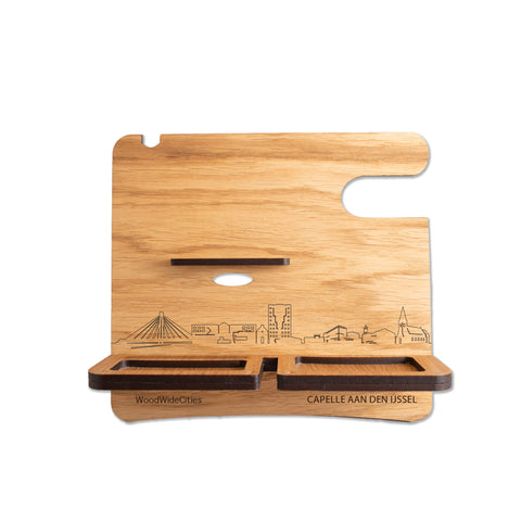 Skyline Desk Organizer Capelle aan den IJssel houten cadeau decoratie relatiegeschenk van WoodWideCities