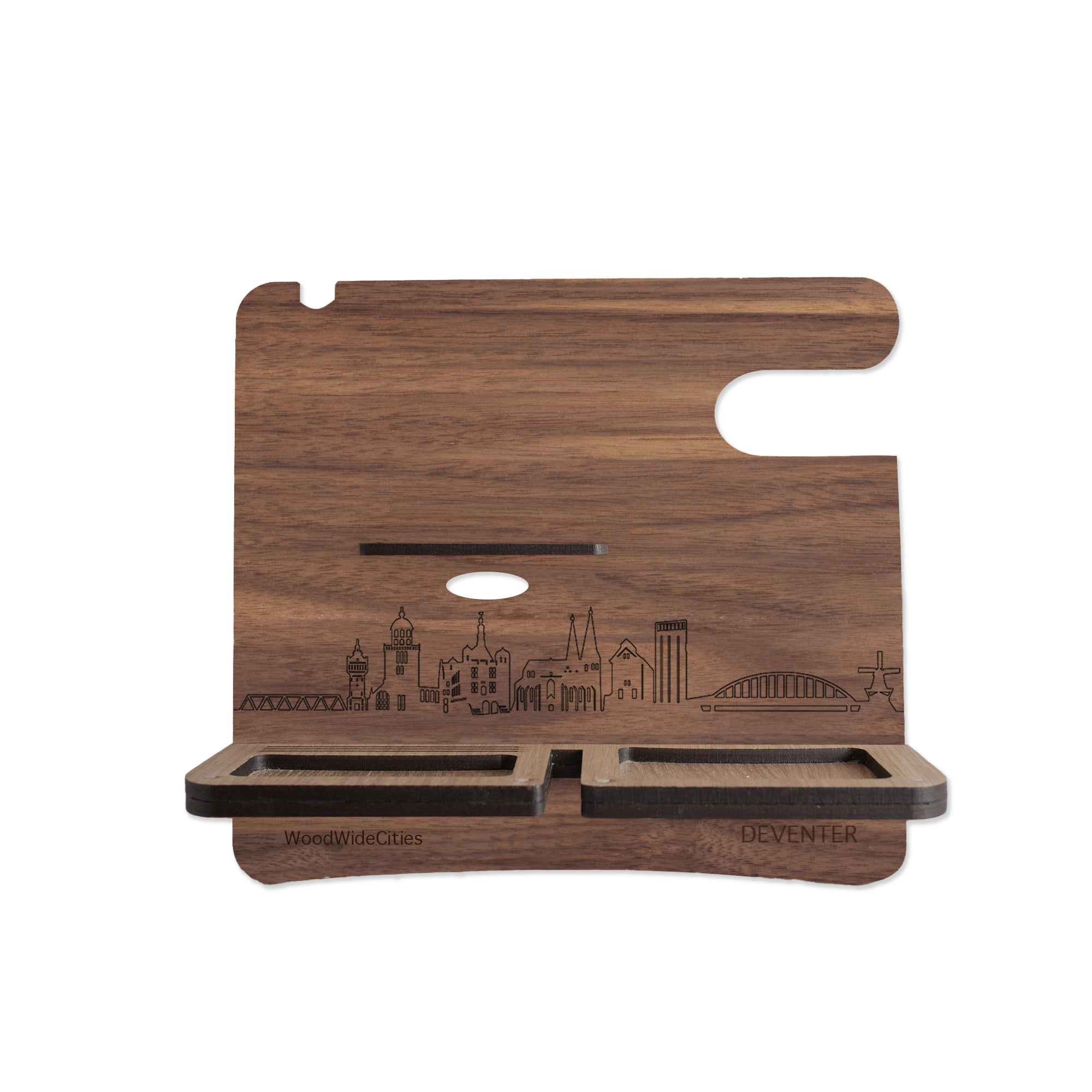Skyline Desk Organizer Deventer houten cadeau decoratie relatiegeschenk van WoodWideCities