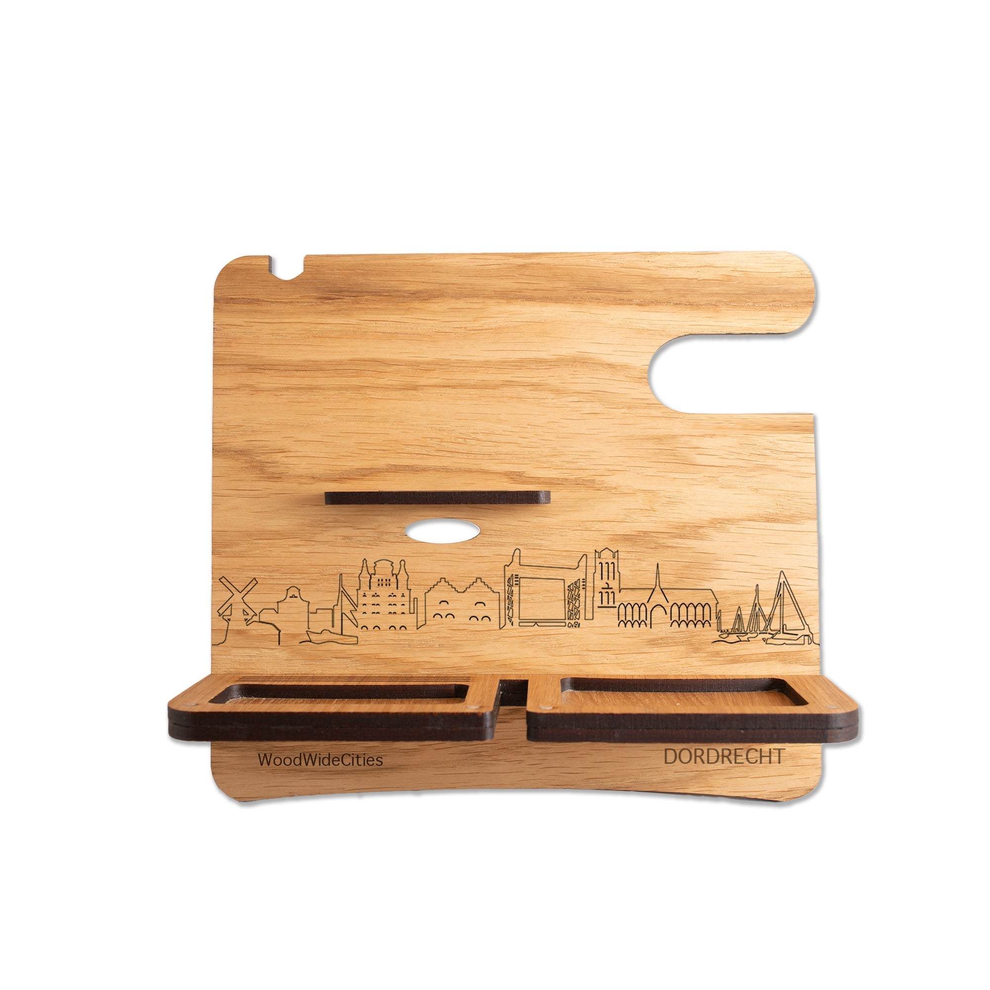 Skyline Desk Organizer Dordrecht houten cadeau decoratie relatiegeschenk van WoodWideCities
