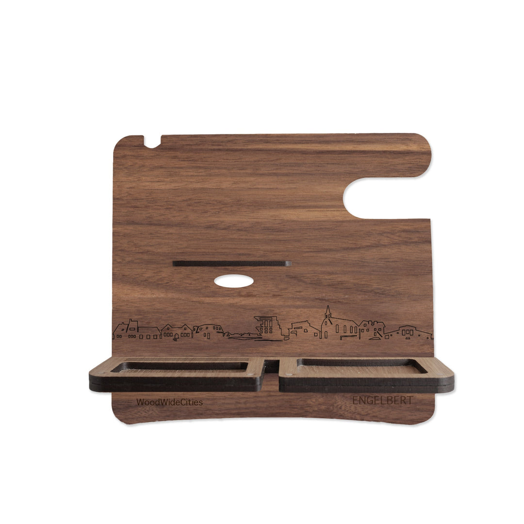 Skyline Desk Organizer Engelbert houten cadeau decoratie relatiegeschenk van WoodWideCities