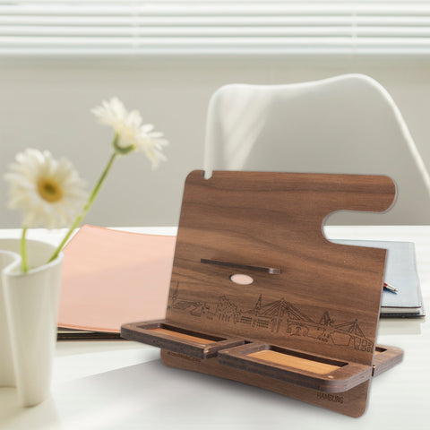 Skyline Desk Organizer Hamburg houten cadeau decoratie relatiegeschenk van WoodWideCities