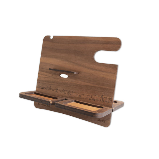 Skyline Desk Organizer Havana houten cadeau decoratie relatiegeschenk van WoodWideCities