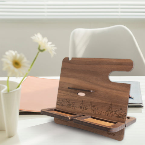 Skyline Desk Organizer Heusden houten cadeau decoratie relatiegeschenk van WoodWideCities