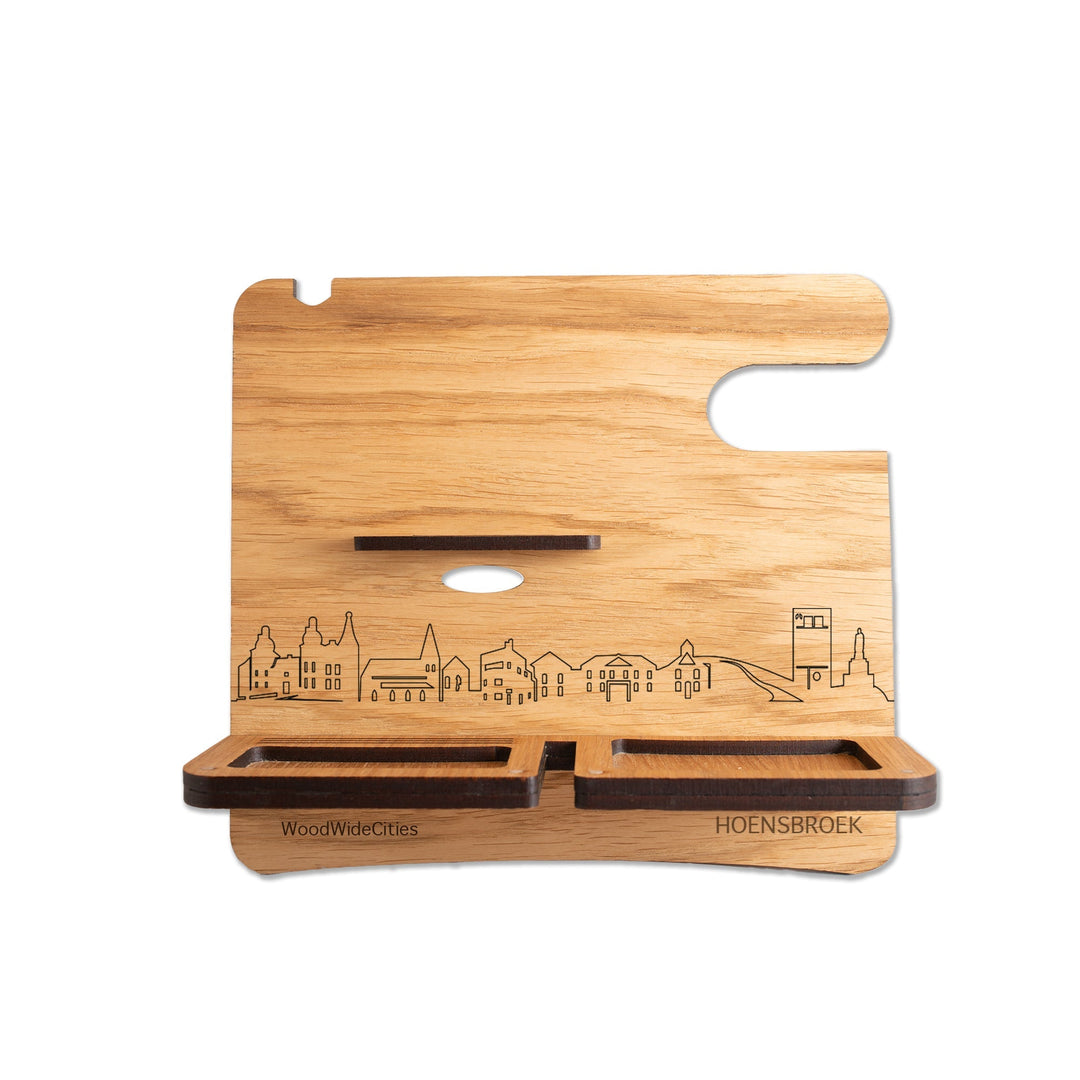 Skyline Desk Organizer Hoensbroek houten cadeau decoratie relatiegeschenk van WoodWideCities