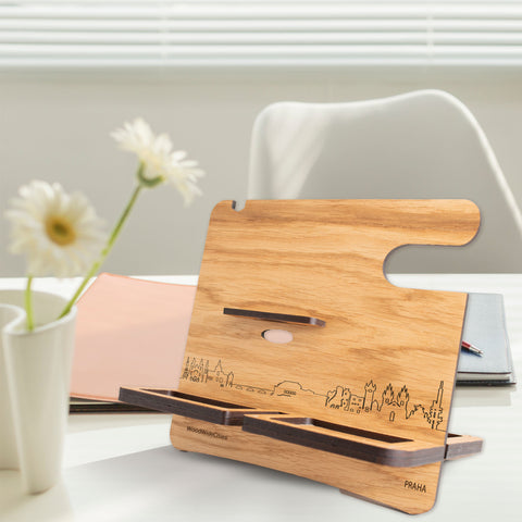Skyline Desk Organizer Praha houten cadeau decoratie relatiegeschenk van WoodWideCities