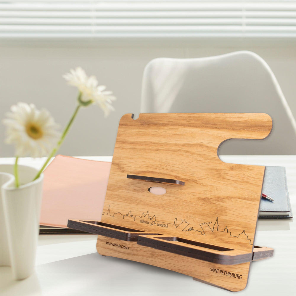 Skyline Desk Organizer Saint Petersburg houten cadeau decoratie relatiegeschenk van WoodWideCities