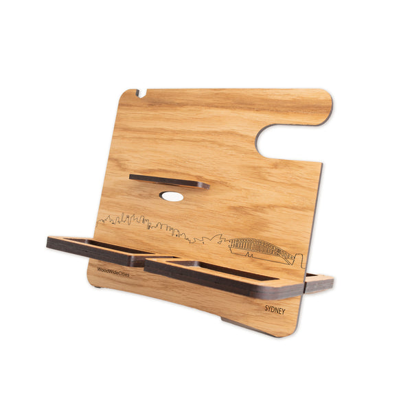 Skyline Desk Organizer Sydney Eiken houten cadeau decoratie relatiegeschenk van WoodWideCities