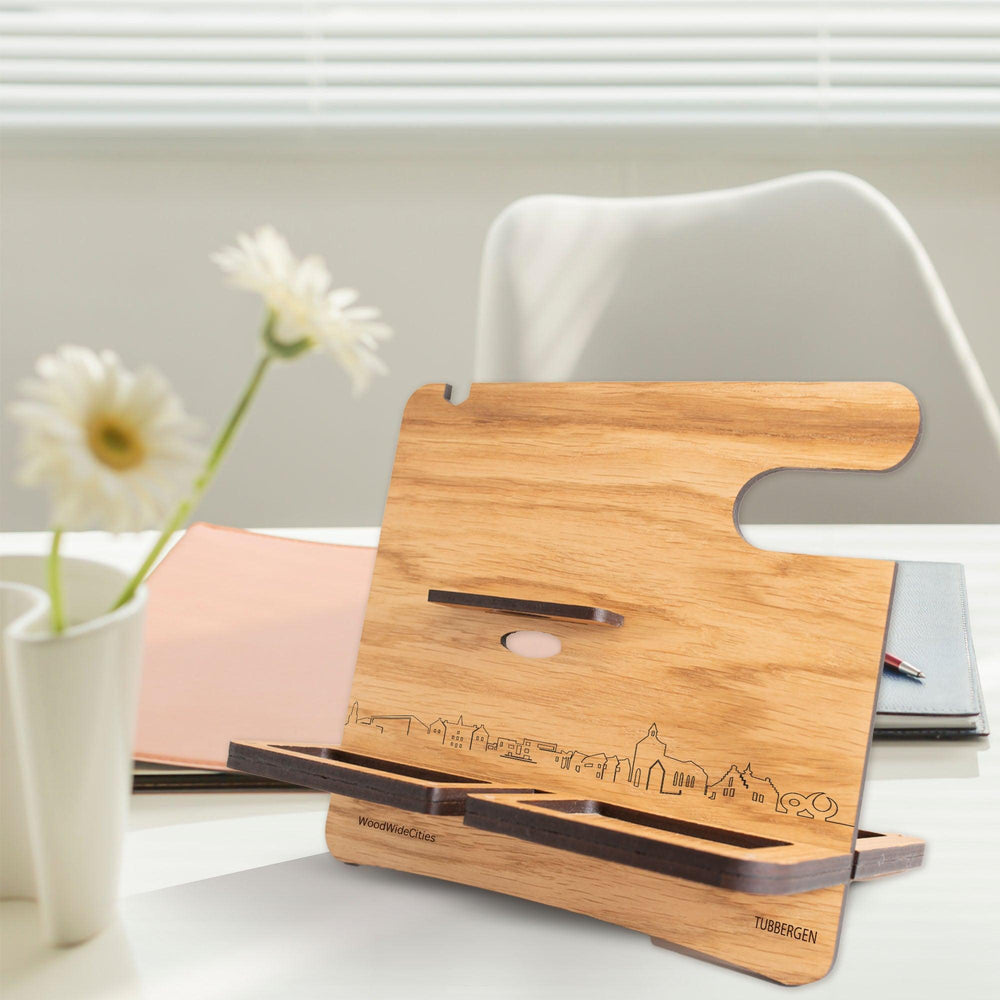 Skyline Desk Organizer Tubbergen houten cadeau decoratie relatiegeschenk van WoodWideCities