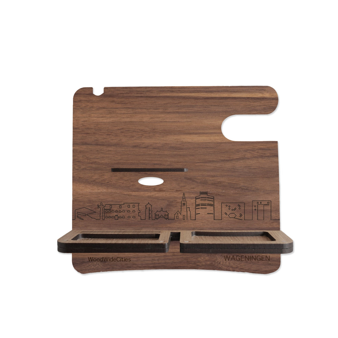 Skyline Desk Organizer Wageningen houten cadeau decoratie relatiegeschenk van WoodWideCities