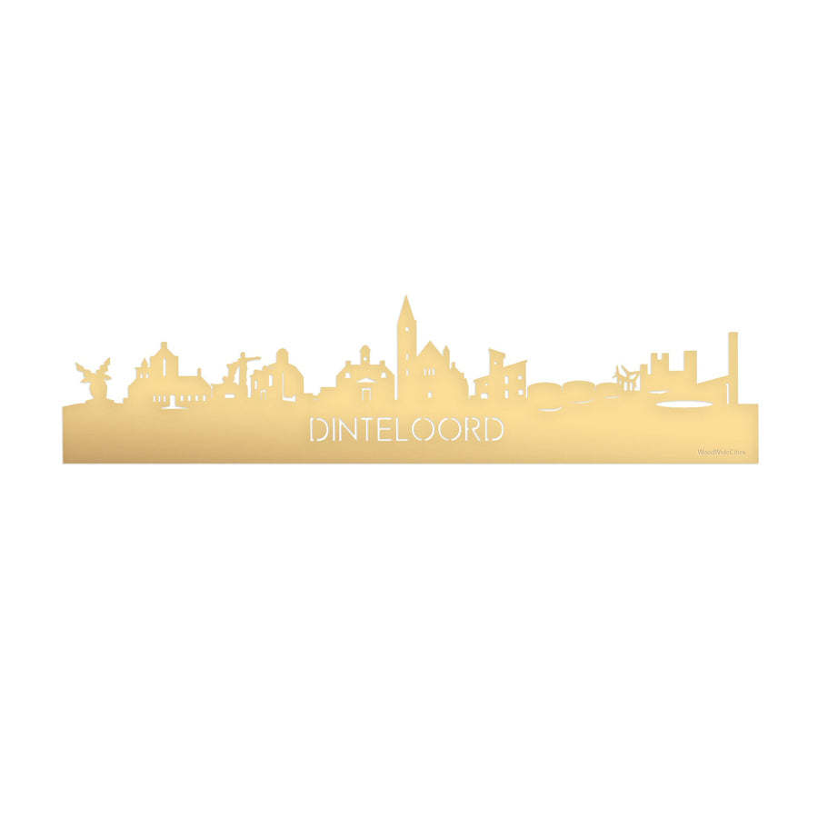 Skyline Dinteloord Metallic Goud gerecycled kunststof cadeau decoratie relatiegeschenk van WoodWideCities