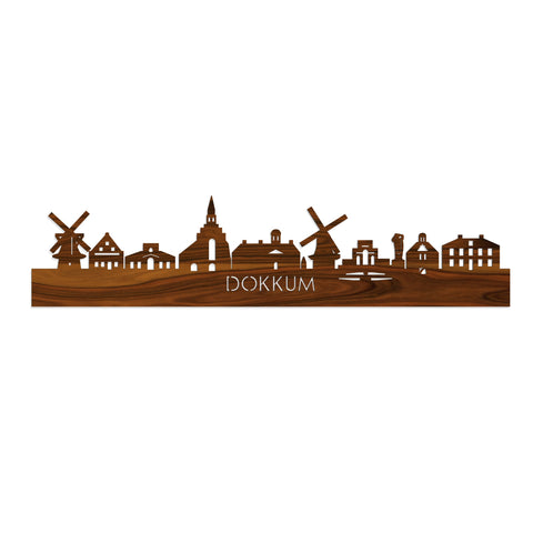 Skyline Dokkum Palissander houten cadeau decoratie relatiegeschenk van WoodWideCities