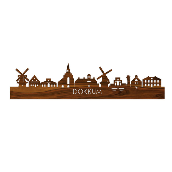 Skyline Dokkum Palissander houten cadeau decoratie relatiegeschenk van WoodWideCities