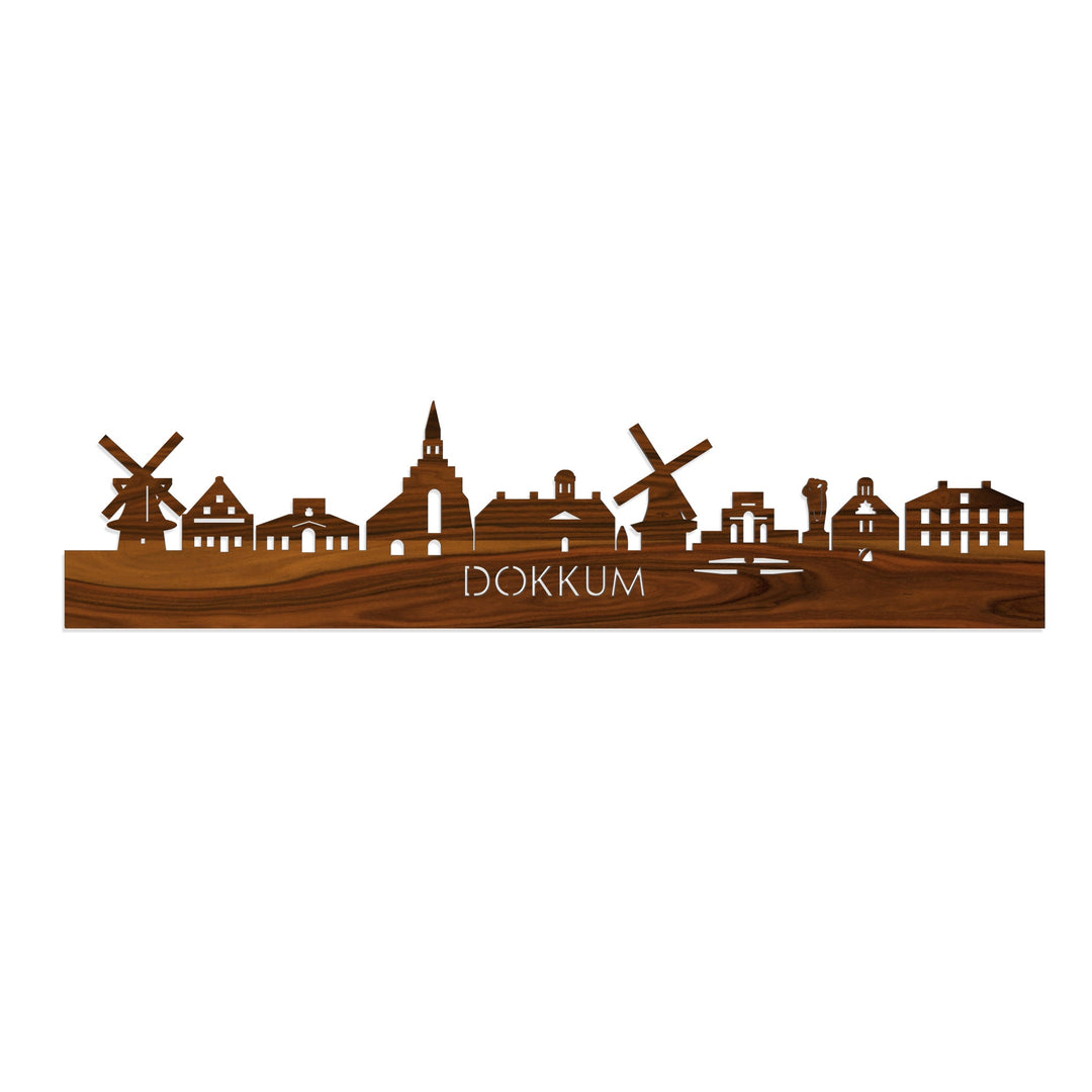 Skyline Dokkum Palissander houten cadeau decoratie relatiegeschenk van WoodWideCities
