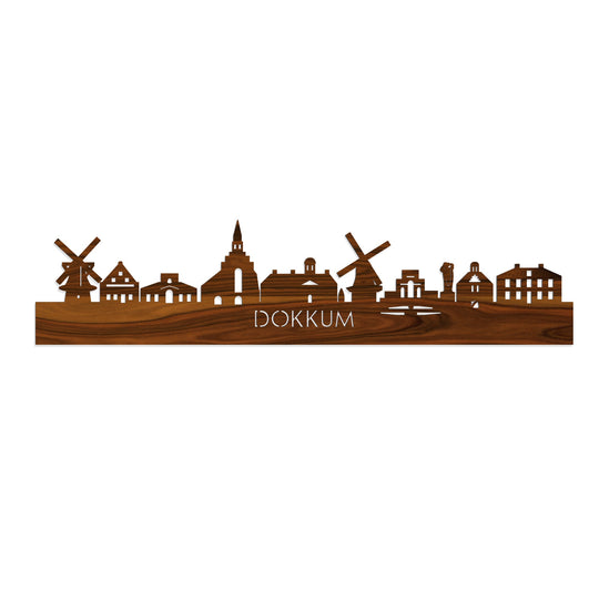 Skyline Dokkum Palissander houten cadeau decoratie relatiegeschenk van WoodWideCities