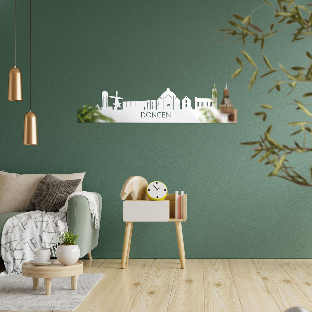 Skyline Dongen Spiegel gerecycled kunststof cadeau decoratie relatiegeschenk van WoodWideCities