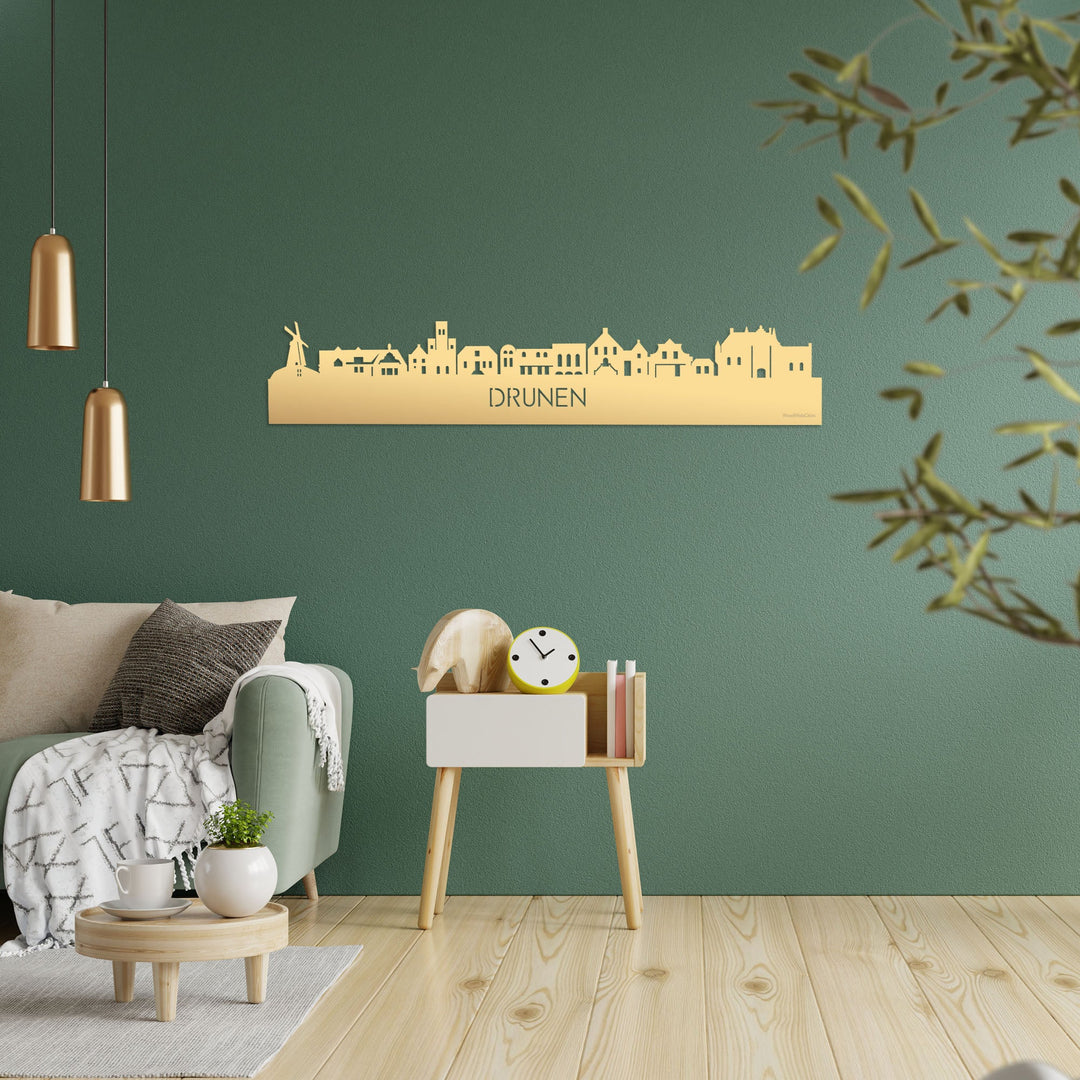 Skyline Drunen Metallic Goud gerecycled kunststof cadeau decoratie relatiegeschenk van WoodWideCities
