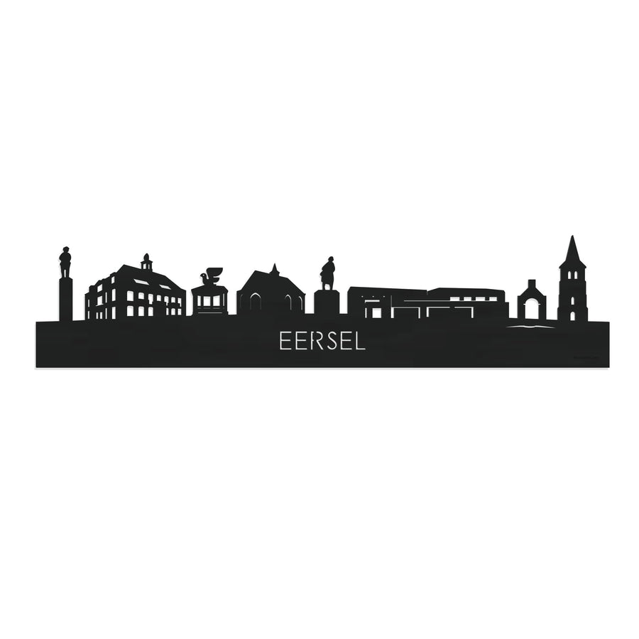 Skyline Eersel Zwart houten cadeau decoratie relatiegeschenk van WoodWideCities