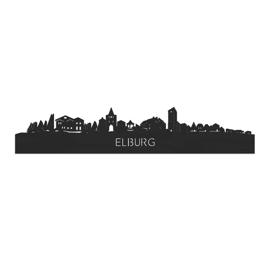 Skyline Elburg Zwart houten cadeau decoratie relatiegeschenk van WoodWideCities