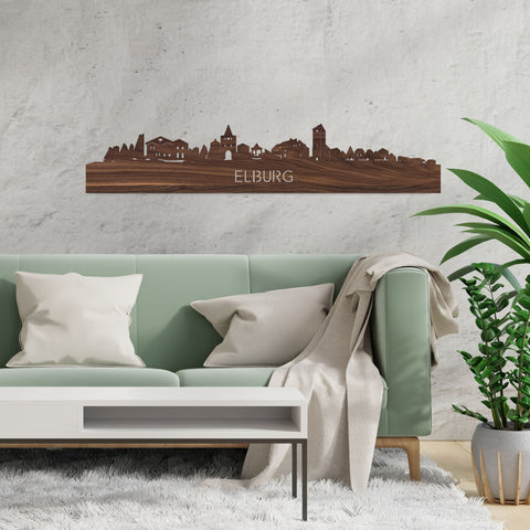 Skyline Elburg Noten houten cadeau decoratie relatiegeschenk van WoodWideCities