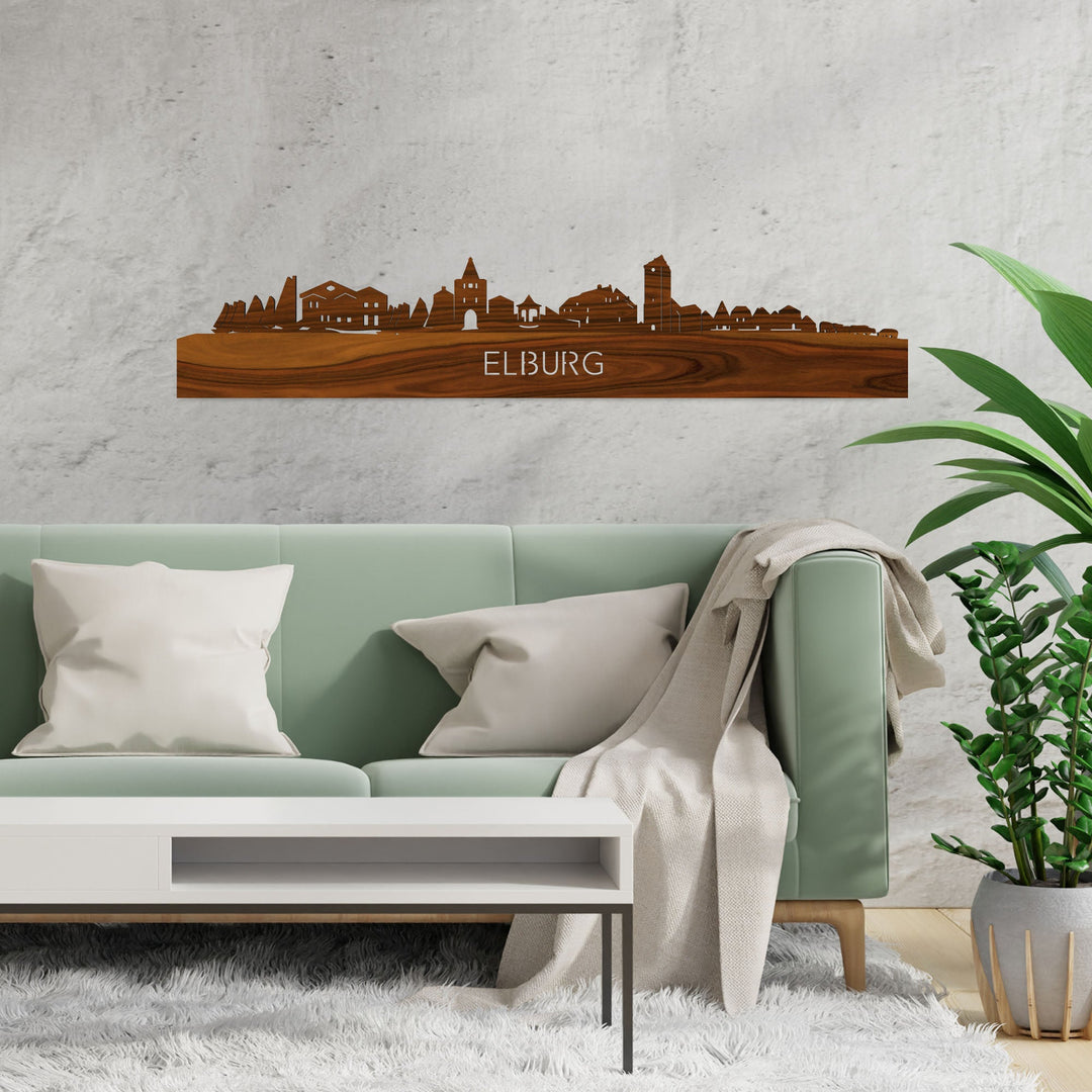 Skyline Elburg Palissander houten cadeau decoratie relatiegeschenk van WoodWideCities