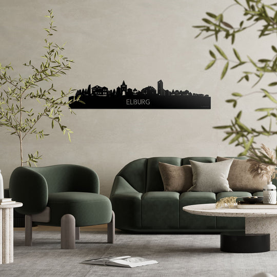 Skyline Elburg Zwart glanzend gerecycled kunststof cadeau decoratie relatiegeschenk van WoodWideCities