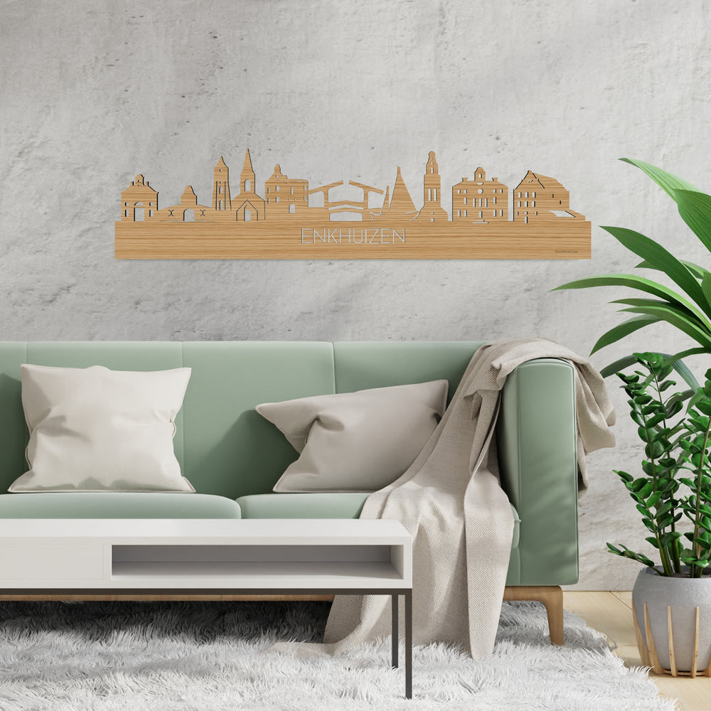 Skyline Enkhuizen Bamboe houten cadeau decoratie relatiegeschenk van WoodWideCities