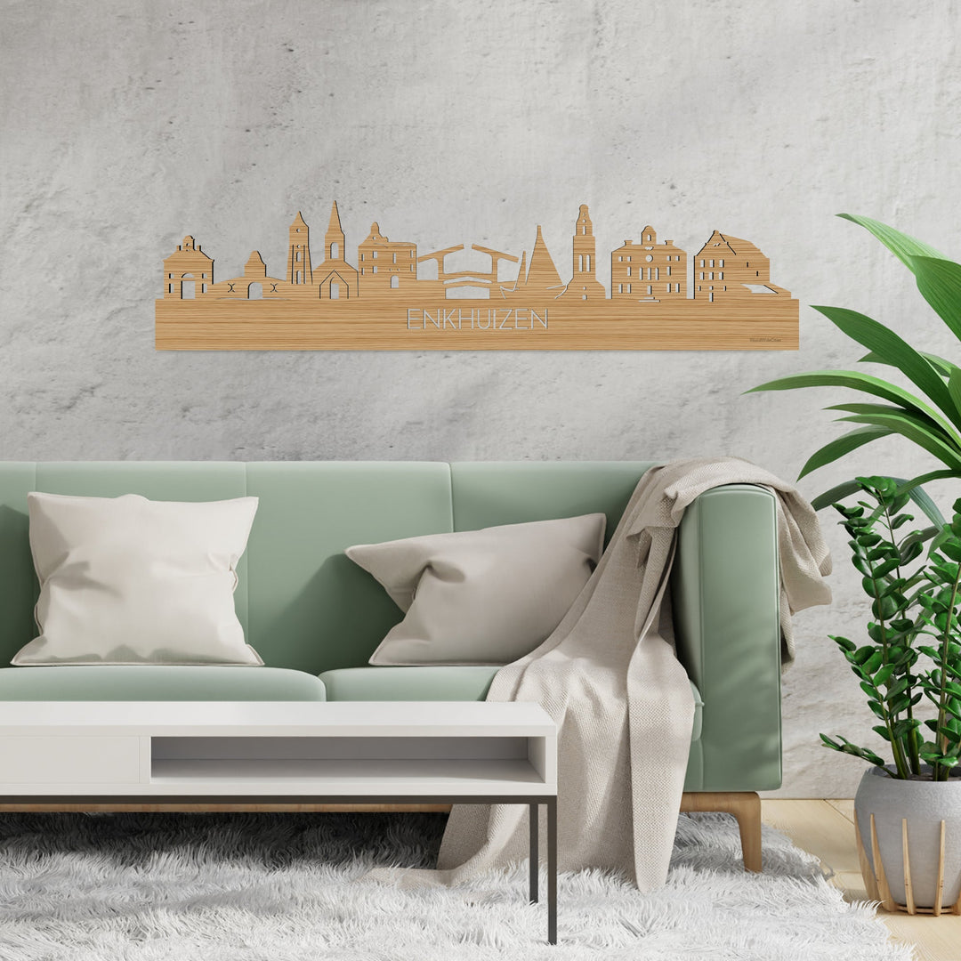 Skyline Enkhuizen Bamboe houten cadeau decoratie relatiegeschenk van WoodWideCities