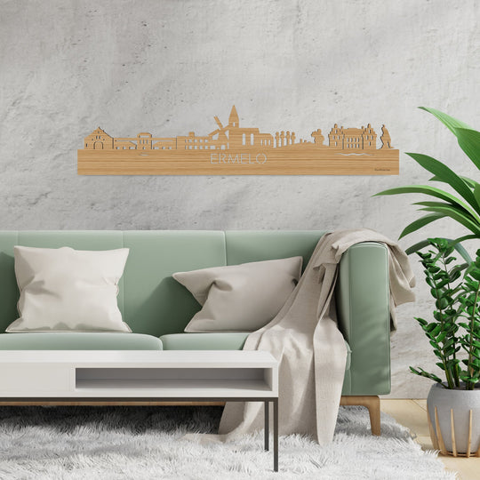 Skyline Ermelo Bamboe houten cadeau decoratie relatiegeschenk van WoodWideCities