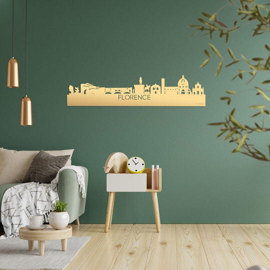 Skyline Florence Metallic Goud gerecycled kunststof cadeau decoratie relatiegeschenk van WoodWideCities