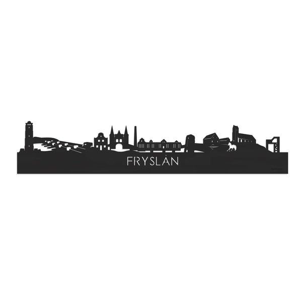 Skyline Fryslan Zwart houten cadeau decoratie relatiegeschenk van WoodWideCities