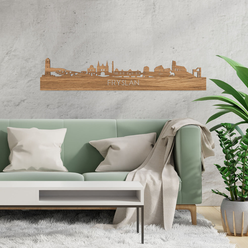 Skyline Fryslan Eiken houten cadeau decoratie relatiegeschenk van WoodWideCities