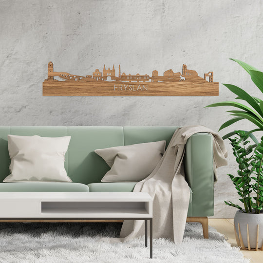 Skyline Fryslan Eiken houten cadeau decoratie relatiegeschenk van WoodWideCities