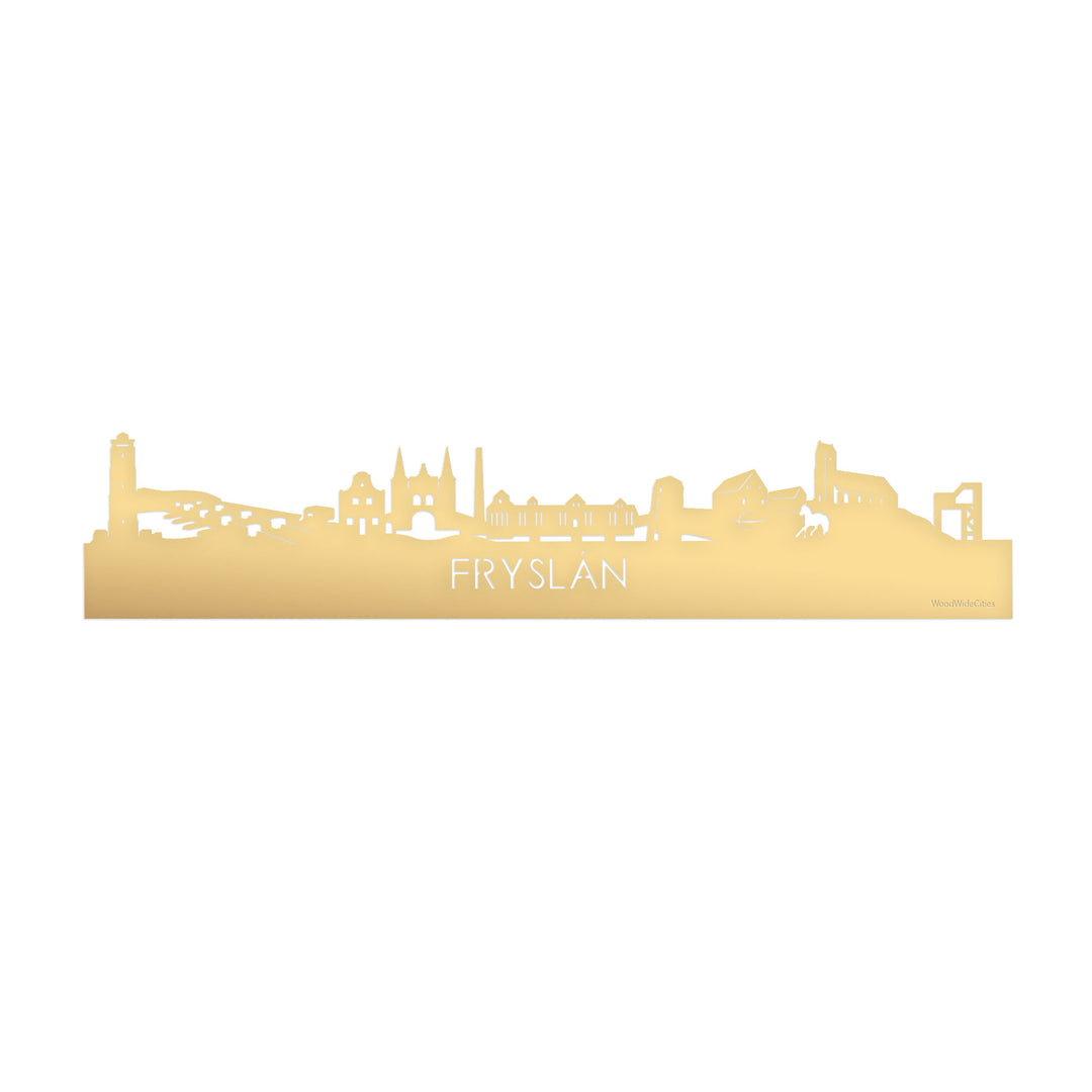 Skyline Fryslan Metallic Goud gerecycled kunststof cadeau decoratie relatiegeschenk van WoodWideCities