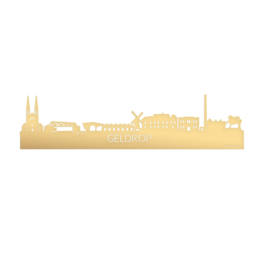 Skyline Geldrop Metallic Goud gerecycled kunststof cadeau decoratie relatiegeschenk van WoodWideCities