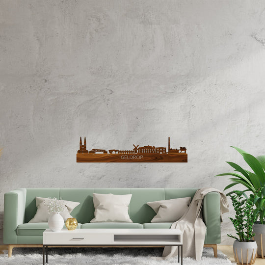 Skyline Geldrop Palissander houten cadeau decoratie relatiegeschenk van WoodWideCities