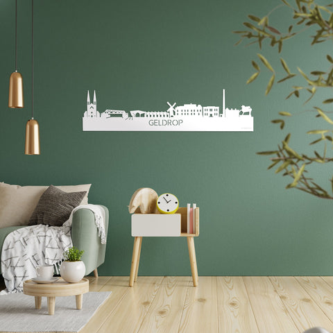 Skyline Geldrop Wit glanzend gerecycled kunststof cadeau decoratie relatiegeschenk van WoodWideCities