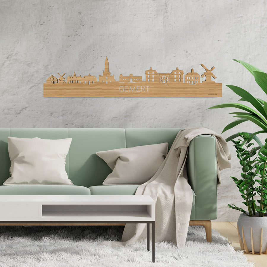 Skyline Gemert Bamboe houten cadeau decoratie relatiegeschenk van WoodWideCities