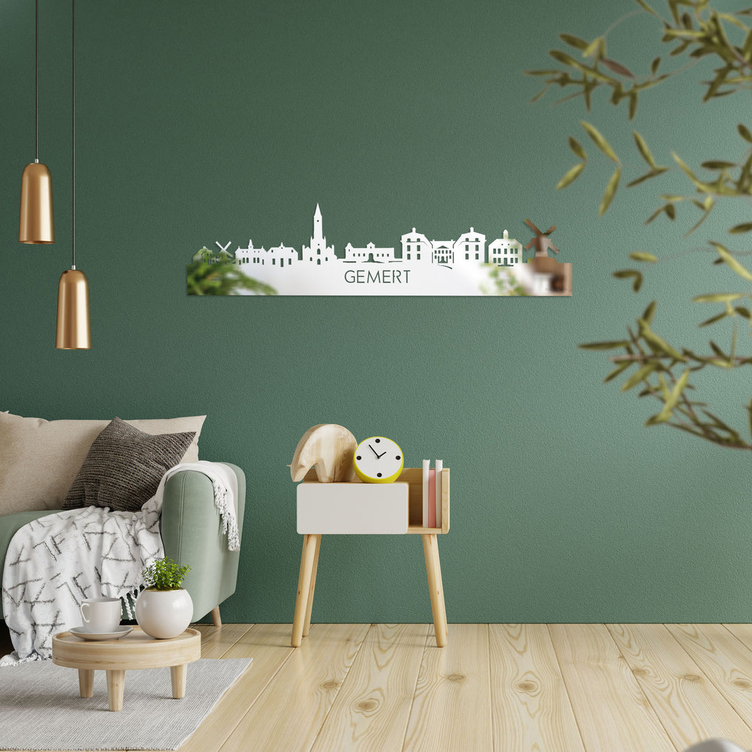 Skyline Gemert Spiegel gerecycled kunststof cadeau decoratie relatiegeschenk van WoodWideCities