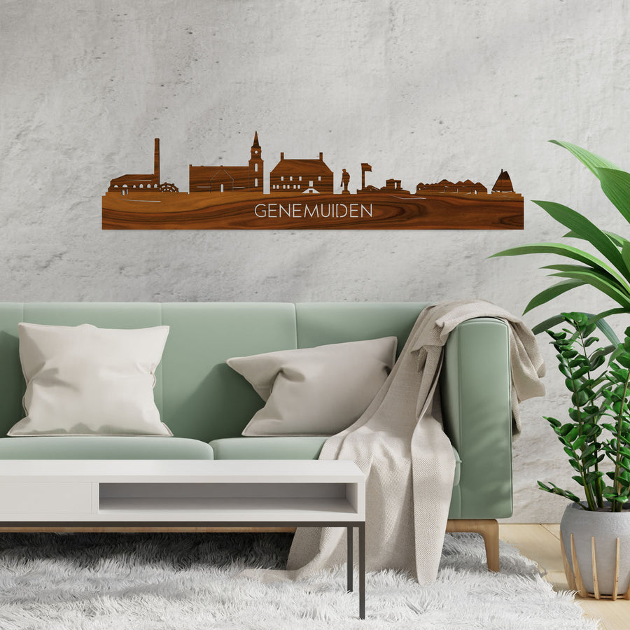 Skyline Genemuiden Palissander houten cadeau decoratie relatiegeschenk van WoodWideCities