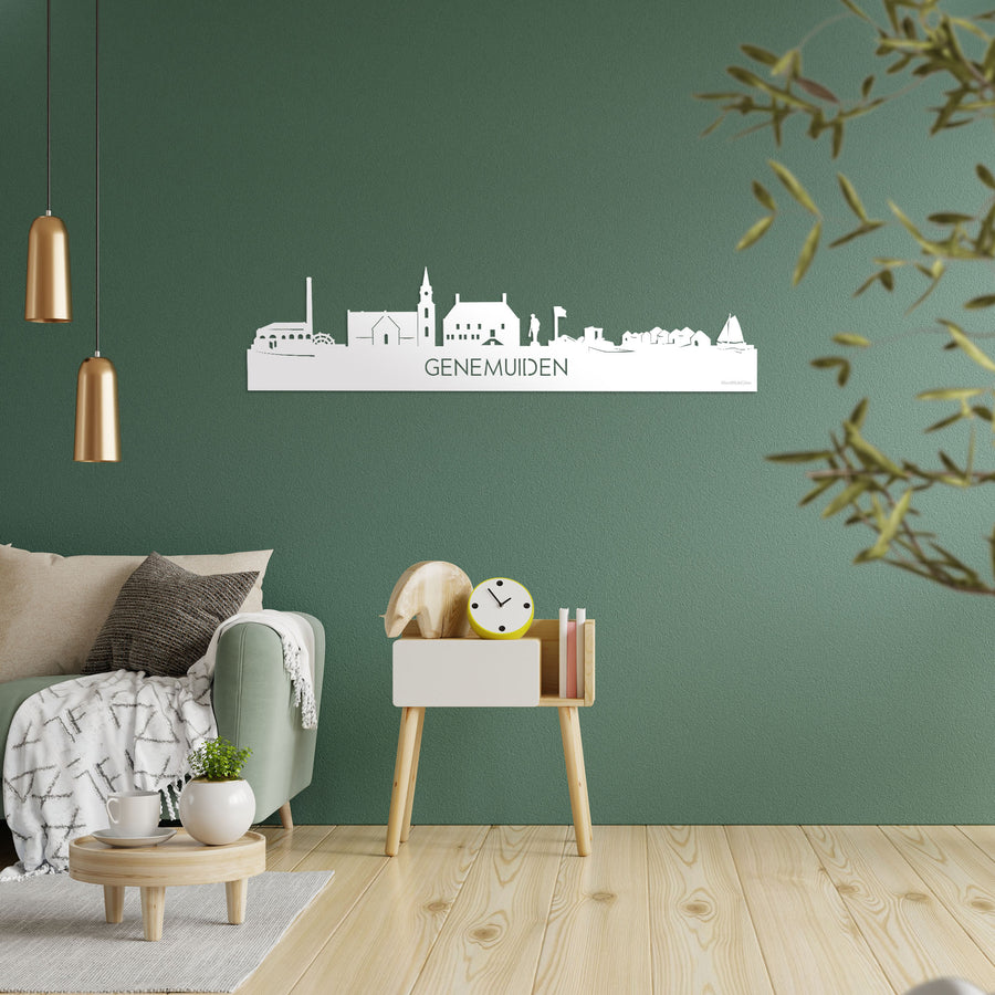 Skyline Genemuiden Wit glanzend gerecycled kunststof cadeau decoratie relatiegeschenk van WoodWideCities