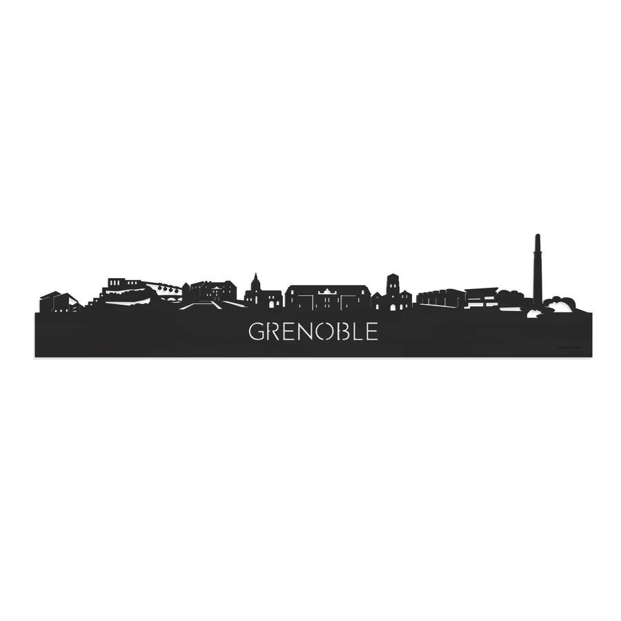 Skyline Grenoble Zwart houten cadeau decoratie relatiegeschenk van WoodWideCities