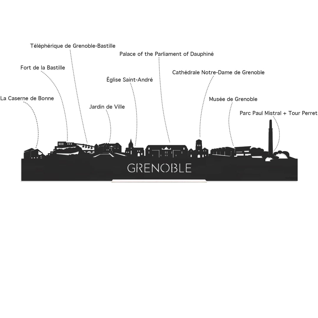 Skyline Grenoble Eiken houten cadeau decoratie relatiegeschenk van WoodWideCities