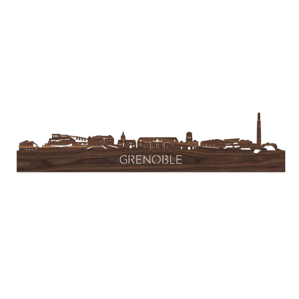Skyline Grenoble Noten houten cadeau decoratie relatiegeschenk van WoodWideCities