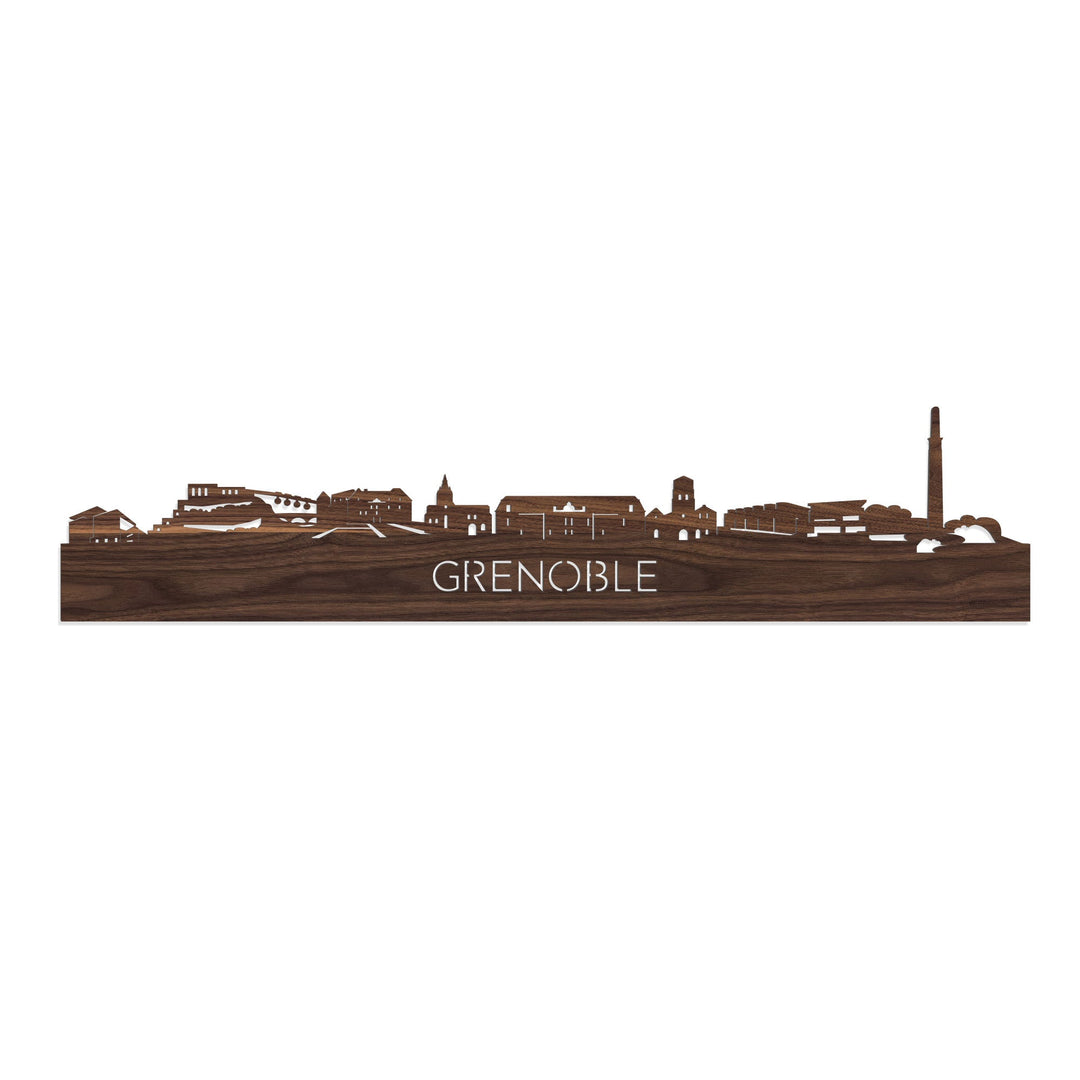 Skyline Grenoble Noten houten cadeau decoratie relatiegeschenk van WoodWideCities