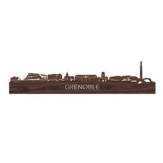 Skyline Grenoble Noten houten cadeau decoratie relatiegeschenk van WoodWideCities