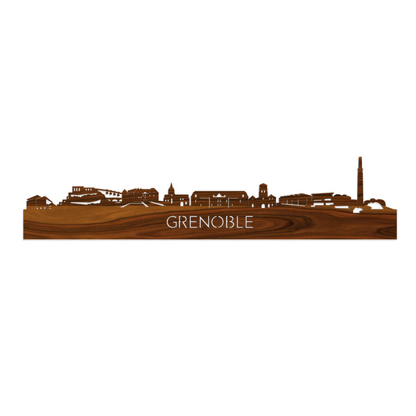 Skyline Grenoble Palissander houten cadeau decoratie relatiegeschenk van WoodWideCities