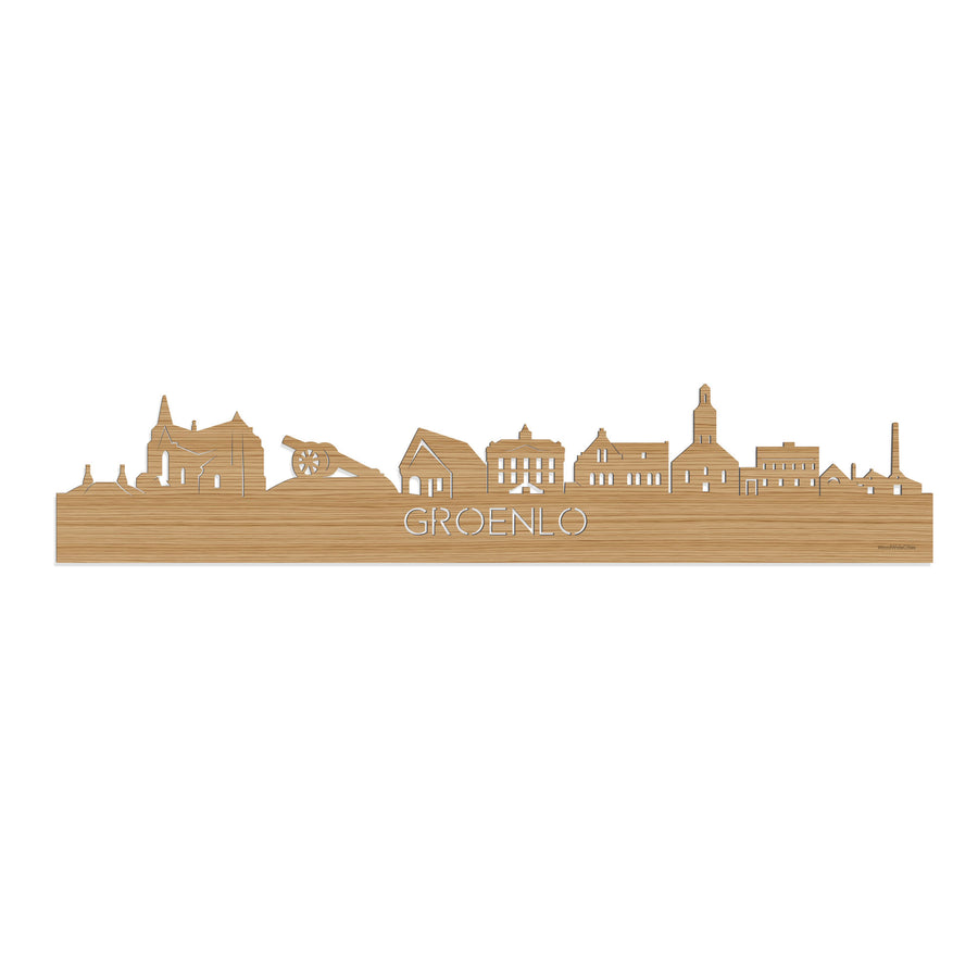 Skyline Groenlo Bamboe houten cadeau decoratie relatiegeschenk van WoodWideCities